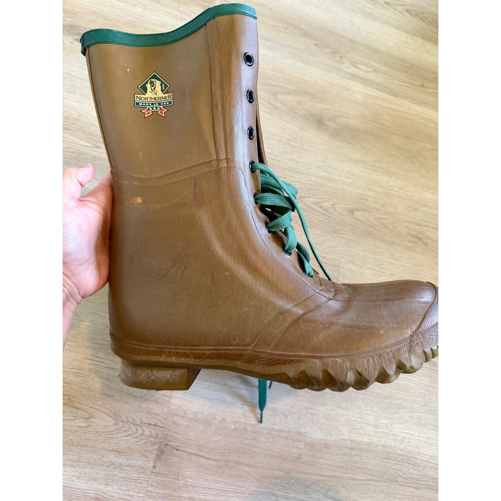 Vintage Northerner Brown Rubber Lace Up Hunting Boots Made in USA Men Size 13-14